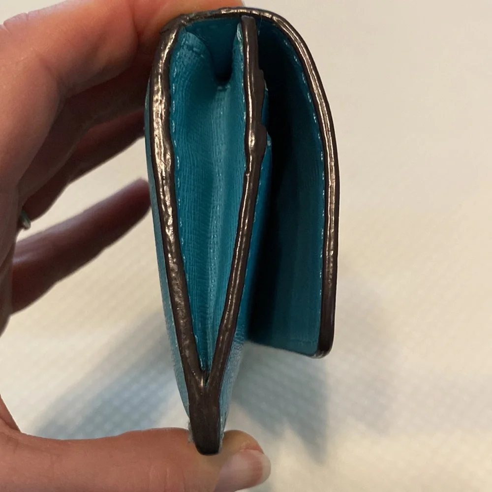 Coach Turquoise Blue Rectangular Vintage Fix-Up Distressed Project Wallet - Picture 12 of 13